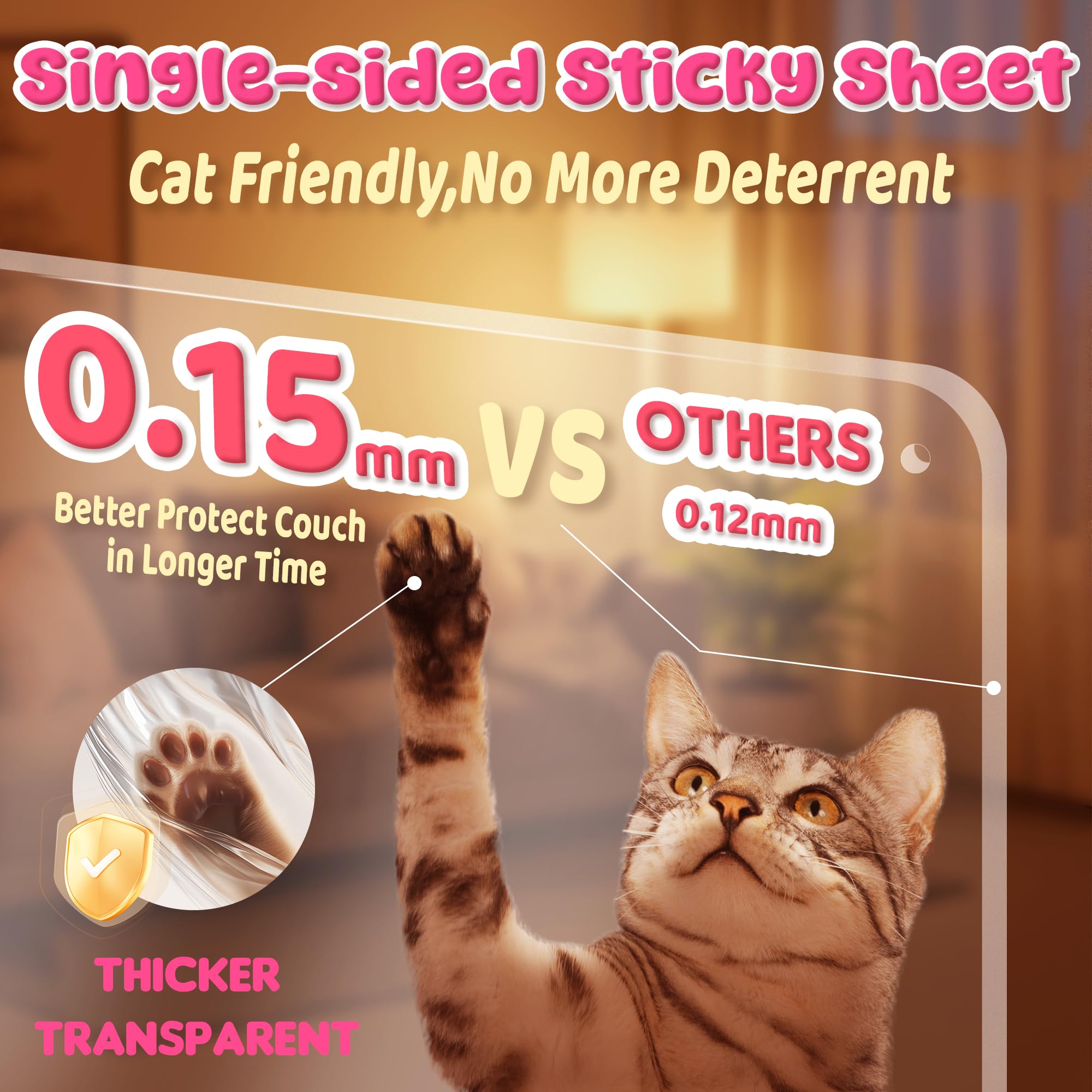 THLHKD cat scratch protector clear sheet couch corner application demonstrates easy sofa protection.