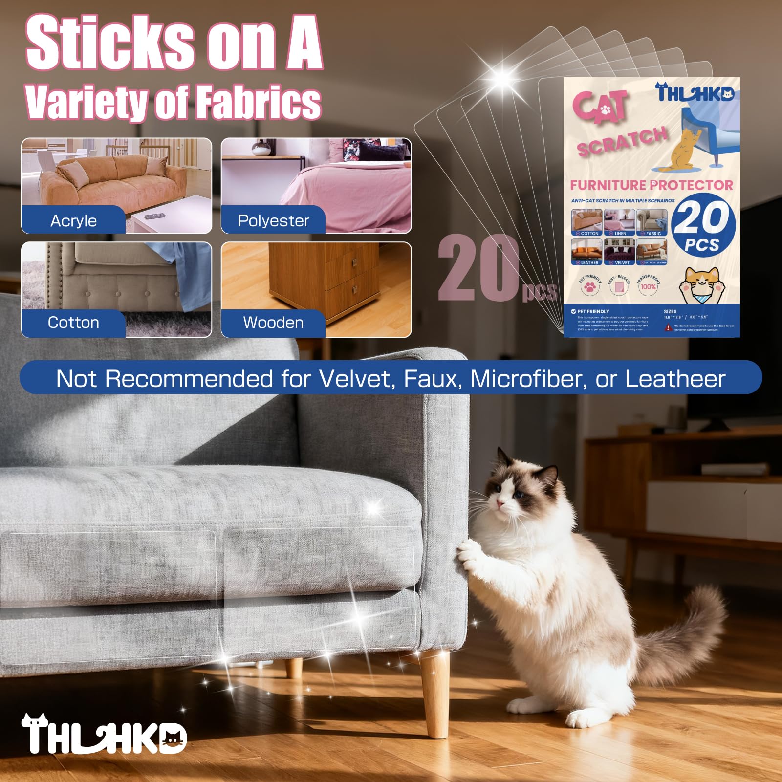 THLHKD clear protection for sofa corners offers durable 0.15 mm sheets against scratching
