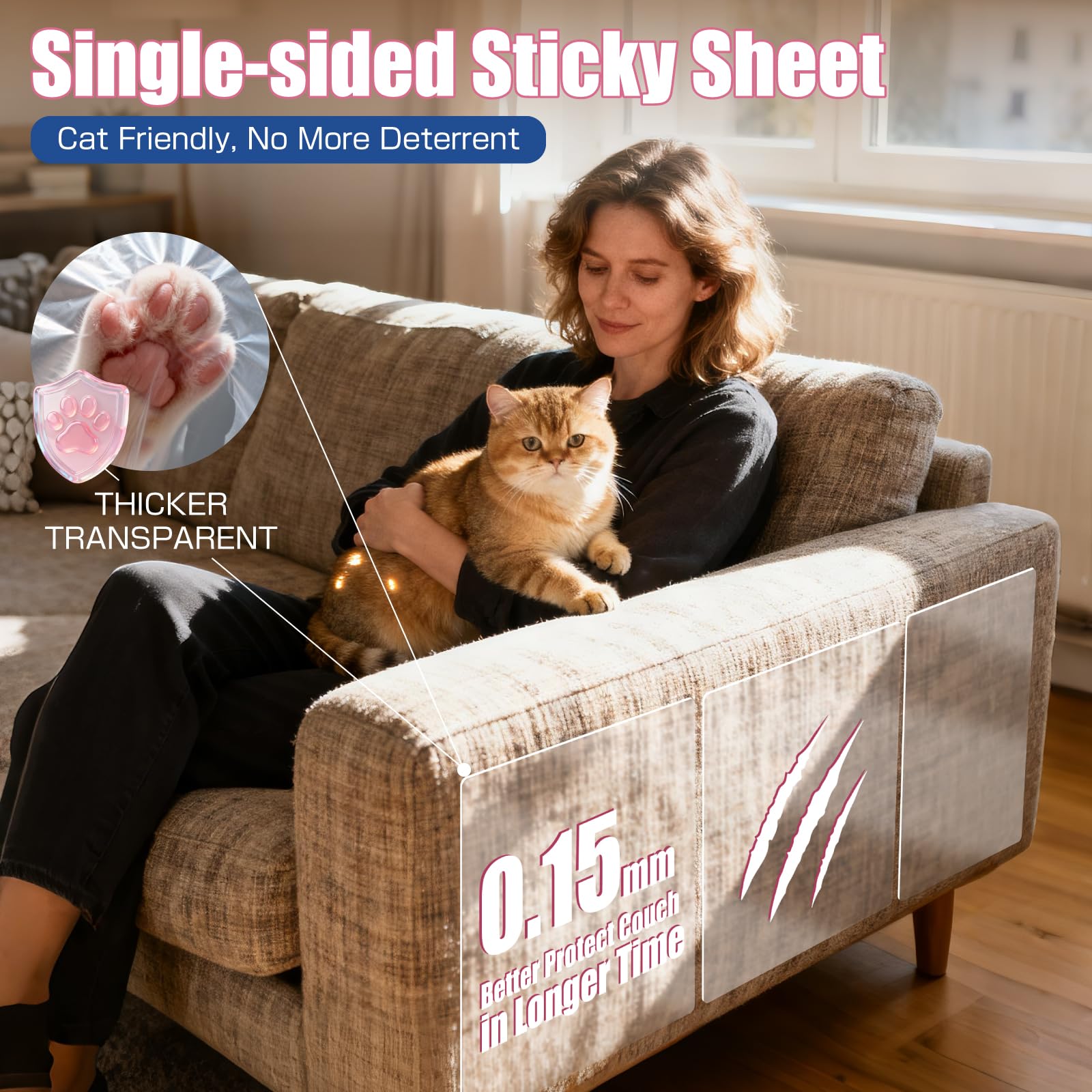 THLHKD transparent couch tape preserves upholstery look while protecting high traffic edges
