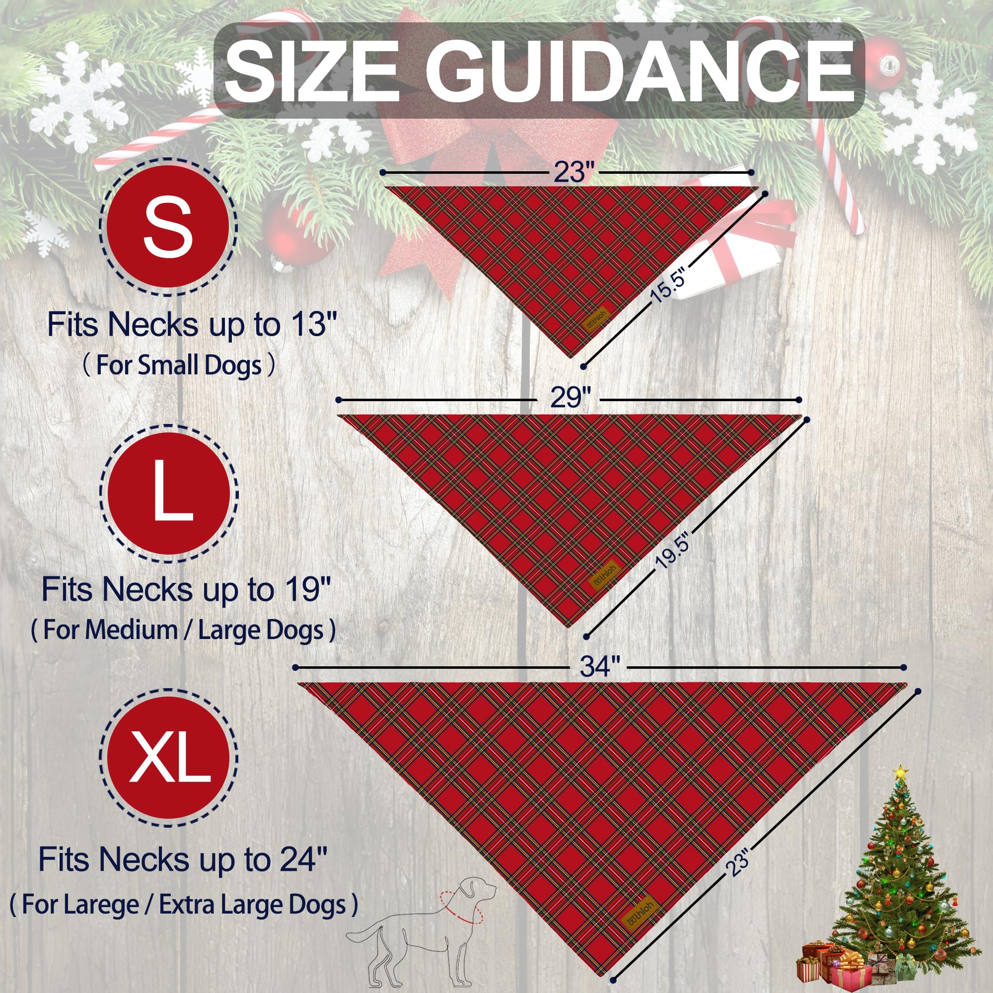 THLOH Christmas dog bandanas reversible green red for two looks.