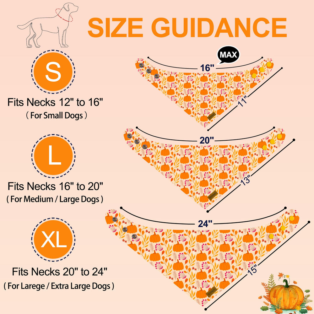 THLOH Fall Dog Bandanas pumpkin pattern worn for seasonal charm.