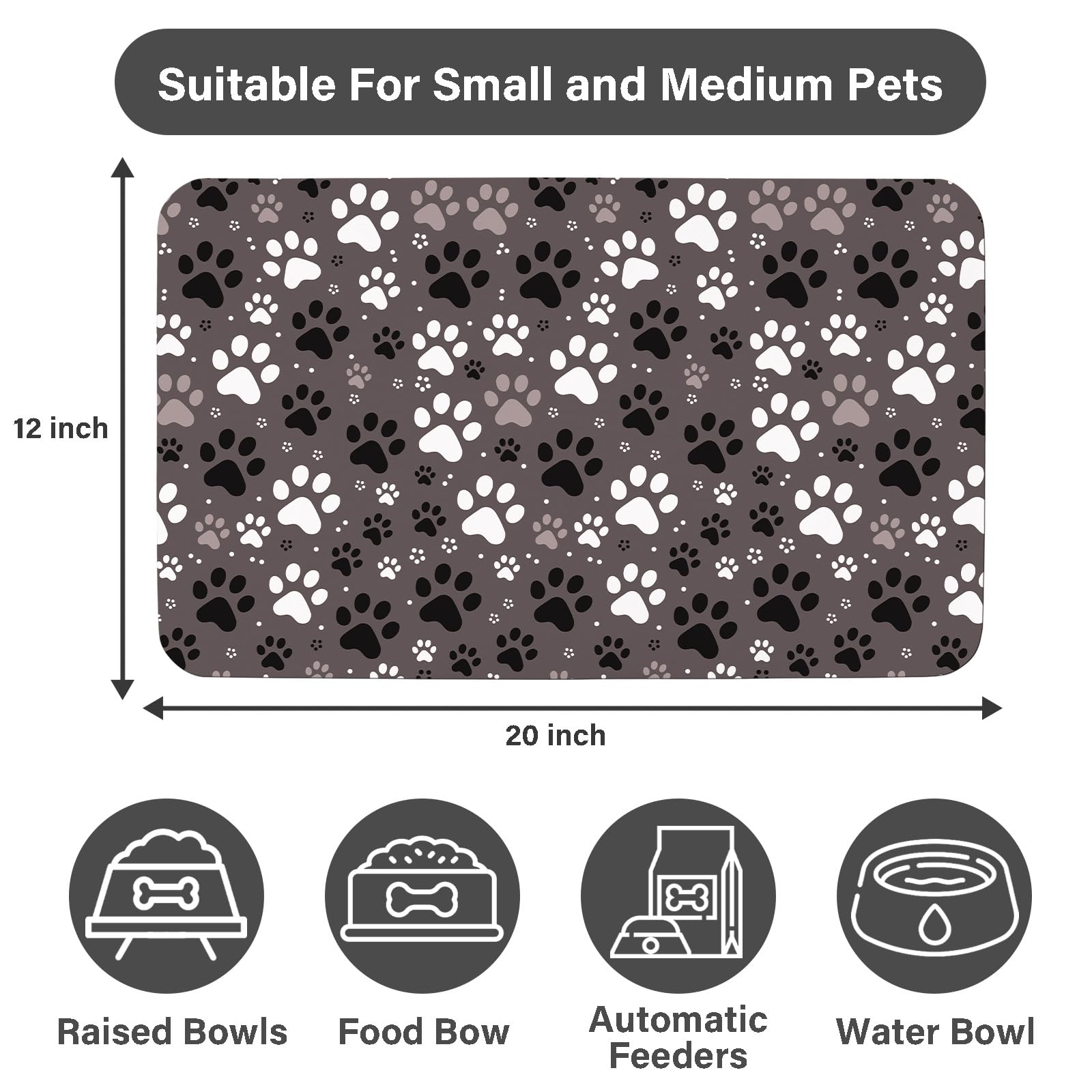 thmasamwr patterned bowl mat 12x20 pet meals scene highlights hygienic dining