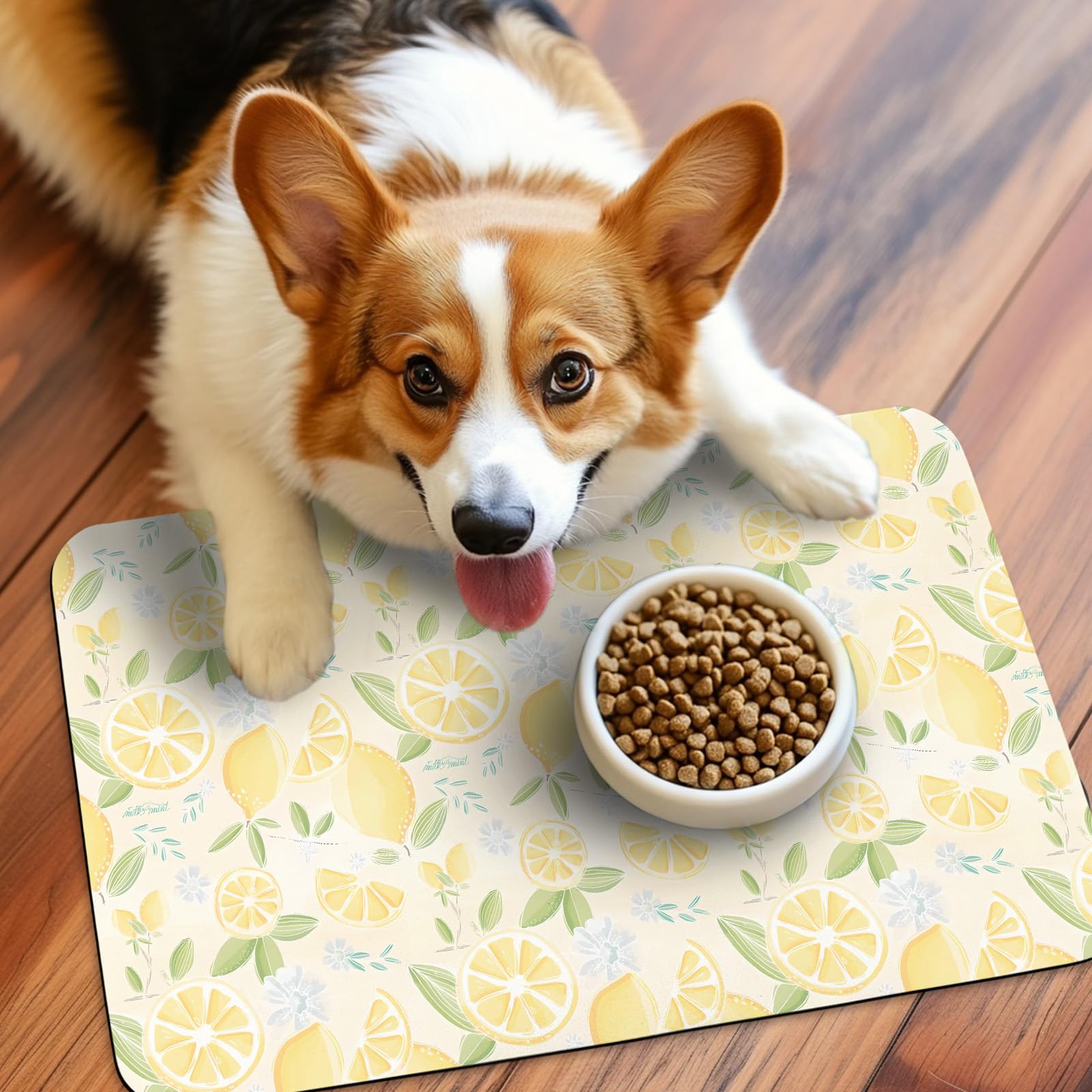 thmasamwr patterned bowl mat anti-slip design keeps bowls steady while pets eat.