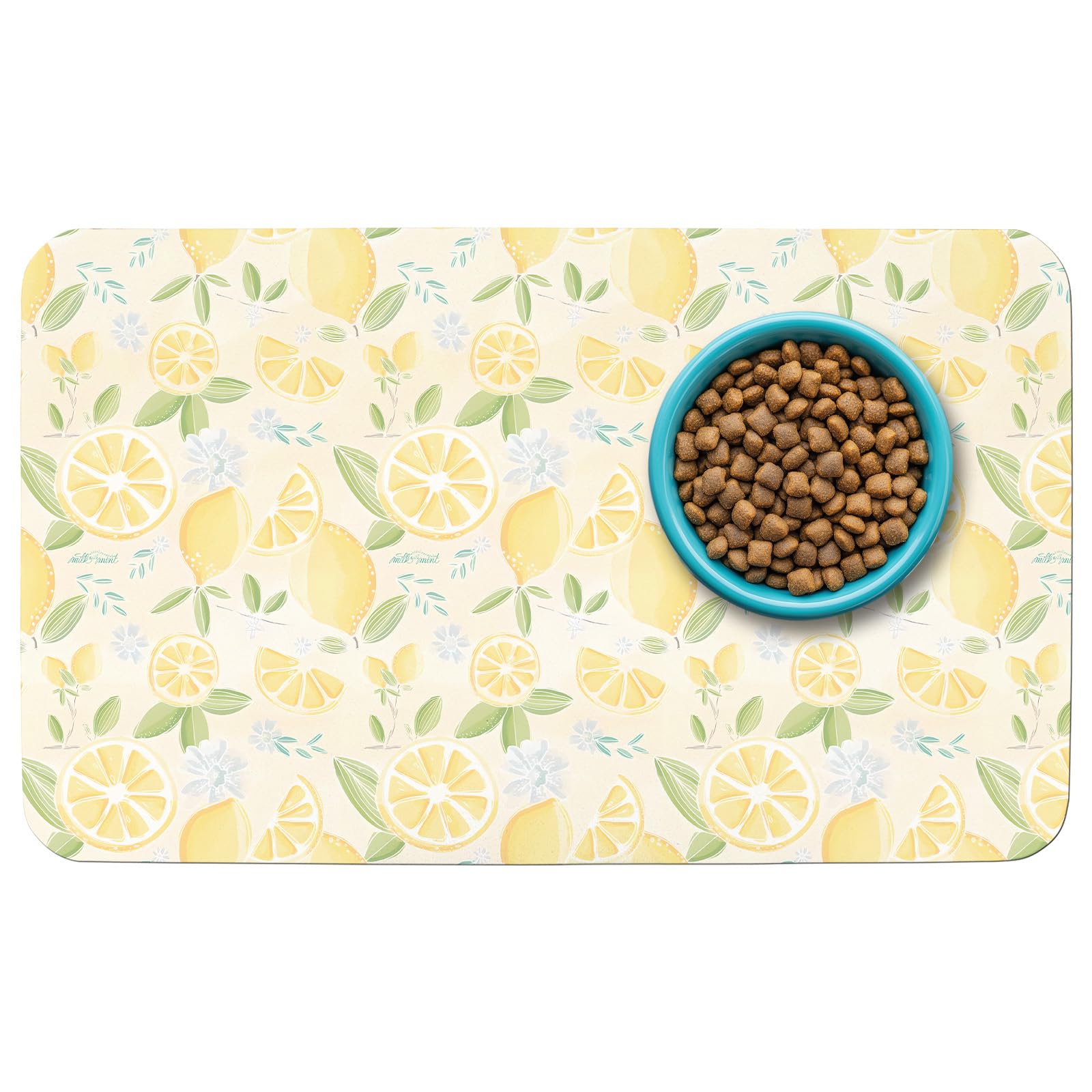 thmasamwr patterned bowl mat setup keeps floors clean from spills during meals.