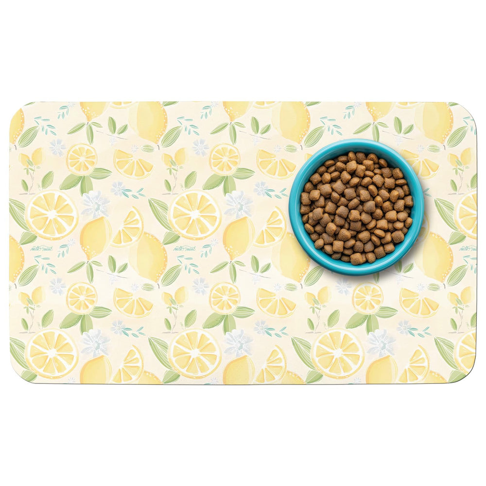 thmasamwr patterned bowl mat setup keeps floors clean from spills during meals.
