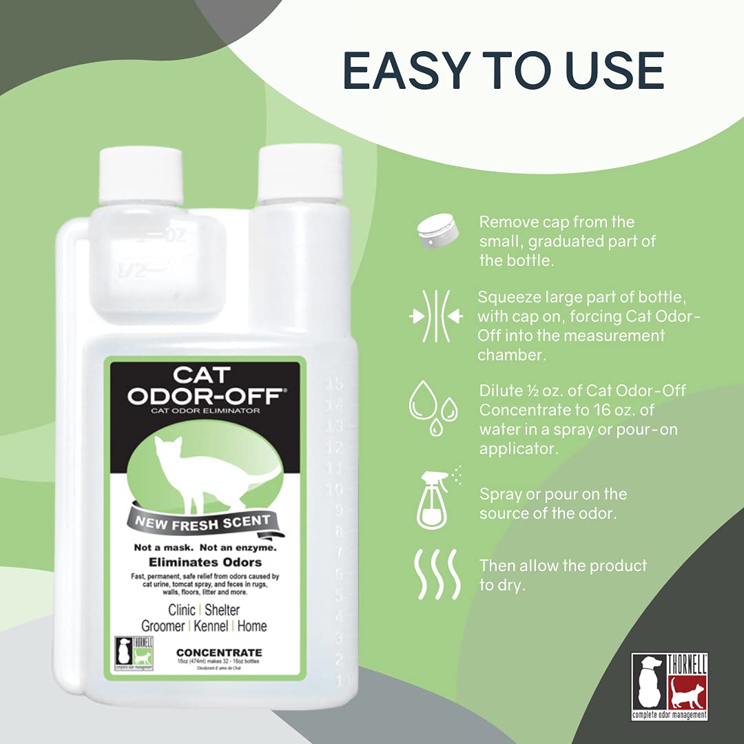 Thornell Cat Odor-Off concentrate dilution chamber showing precise dilution readiness.