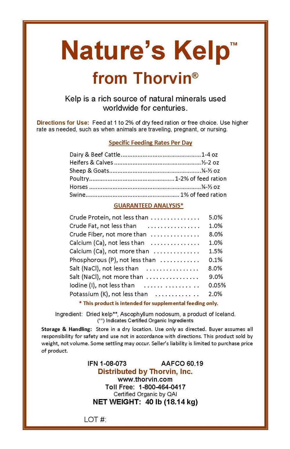 Thorvin Icelandic kelp meal mixed into feed to boost animal nutrition.