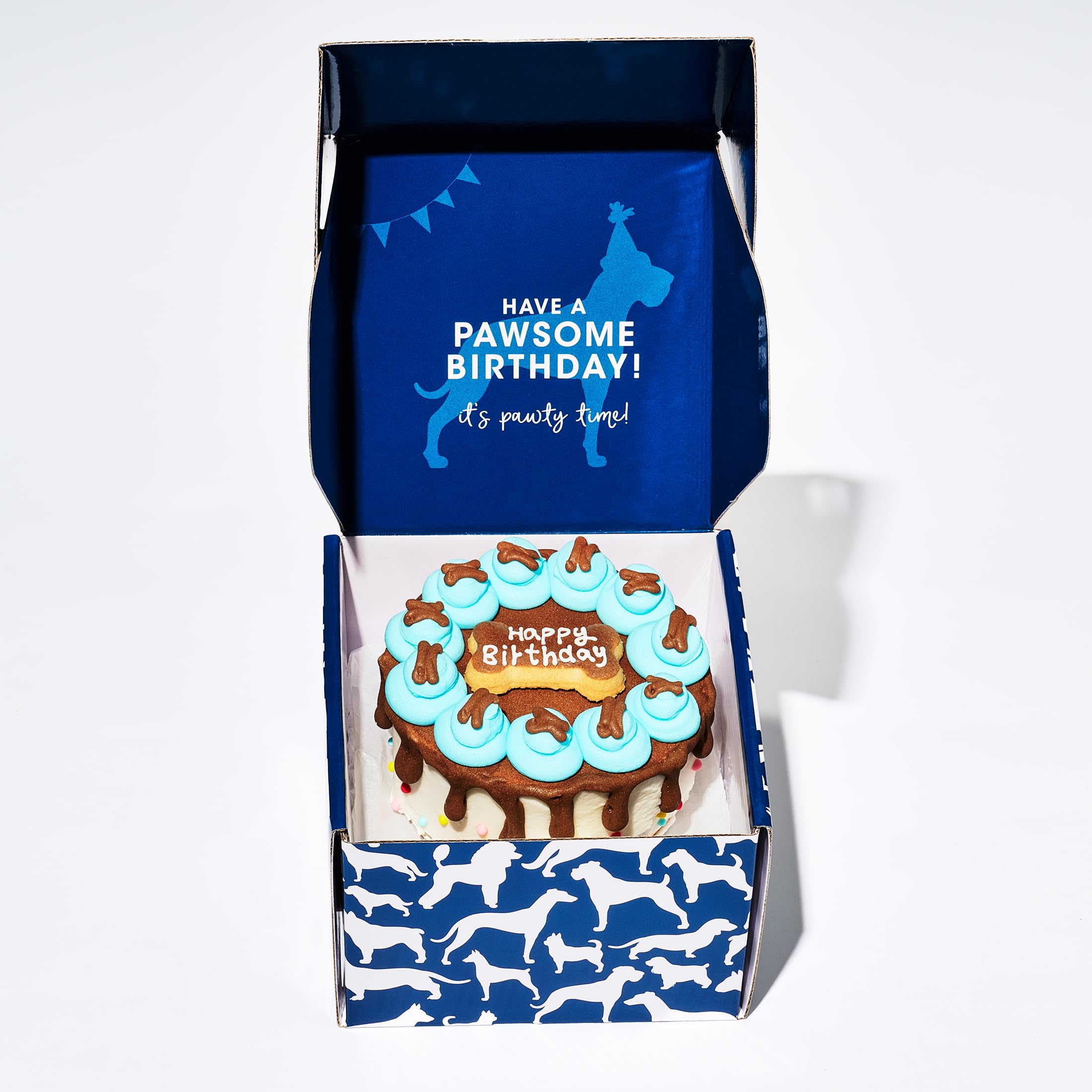 Thoughtfully Pets blue dog birthday mini cake slice — easy serving for sharing with friends.