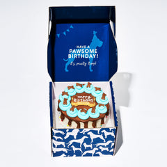 Thoughtfully Pets blue dog birthday mini cake slice — easy serving for sharing with friends.