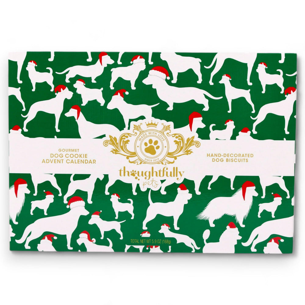 Thoughtfully Pets holiday countdown through dog treats during Christmas season.