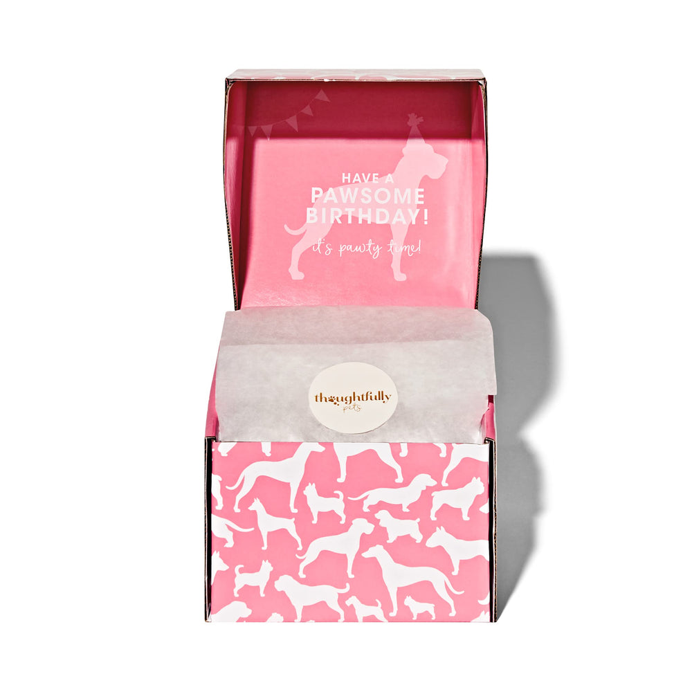 Thoughtfully Pets hollow biscuit dog treat cake with central hollow center for portioning.