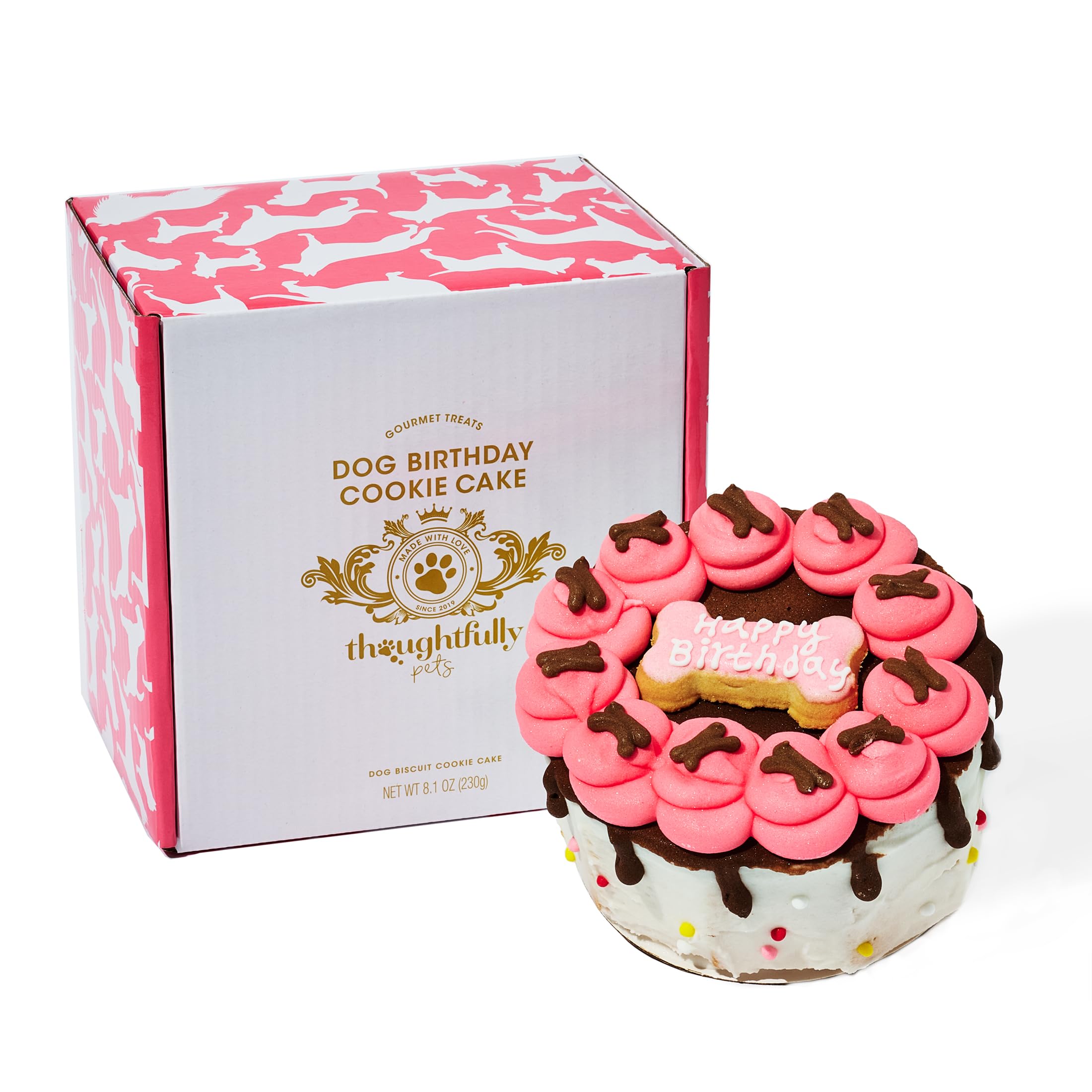 Thoughtfully Pets pink dog birthday cake hero for festive celebrations and sharing.