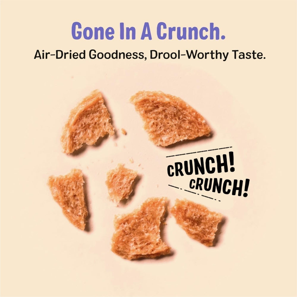 Three Dog Bakery Bark’N Crunch Chicken Chips USA-made label signaling quality