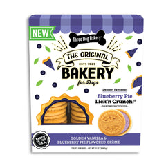 Three Dog Bakery blueberry pie lick'n crunch cookie provides a tasty reward and crunchy texture.