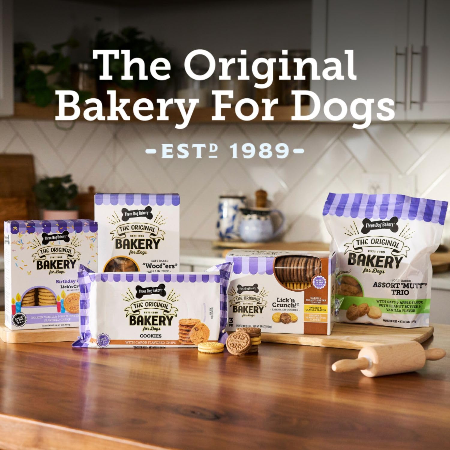 Three Dog Bakery made in USA signals trusted quality for pet families.