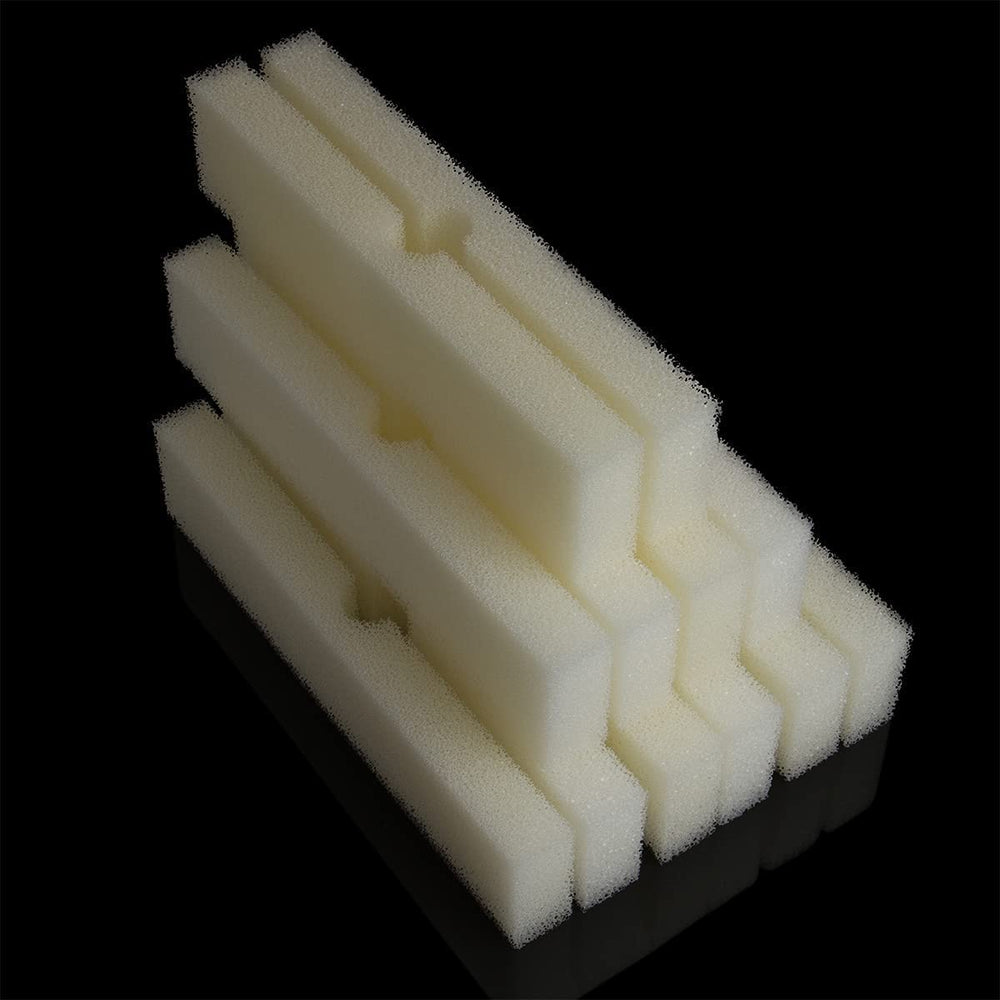 THREELIN white foam pads—pack of 12 for efficient aquarium filtration.