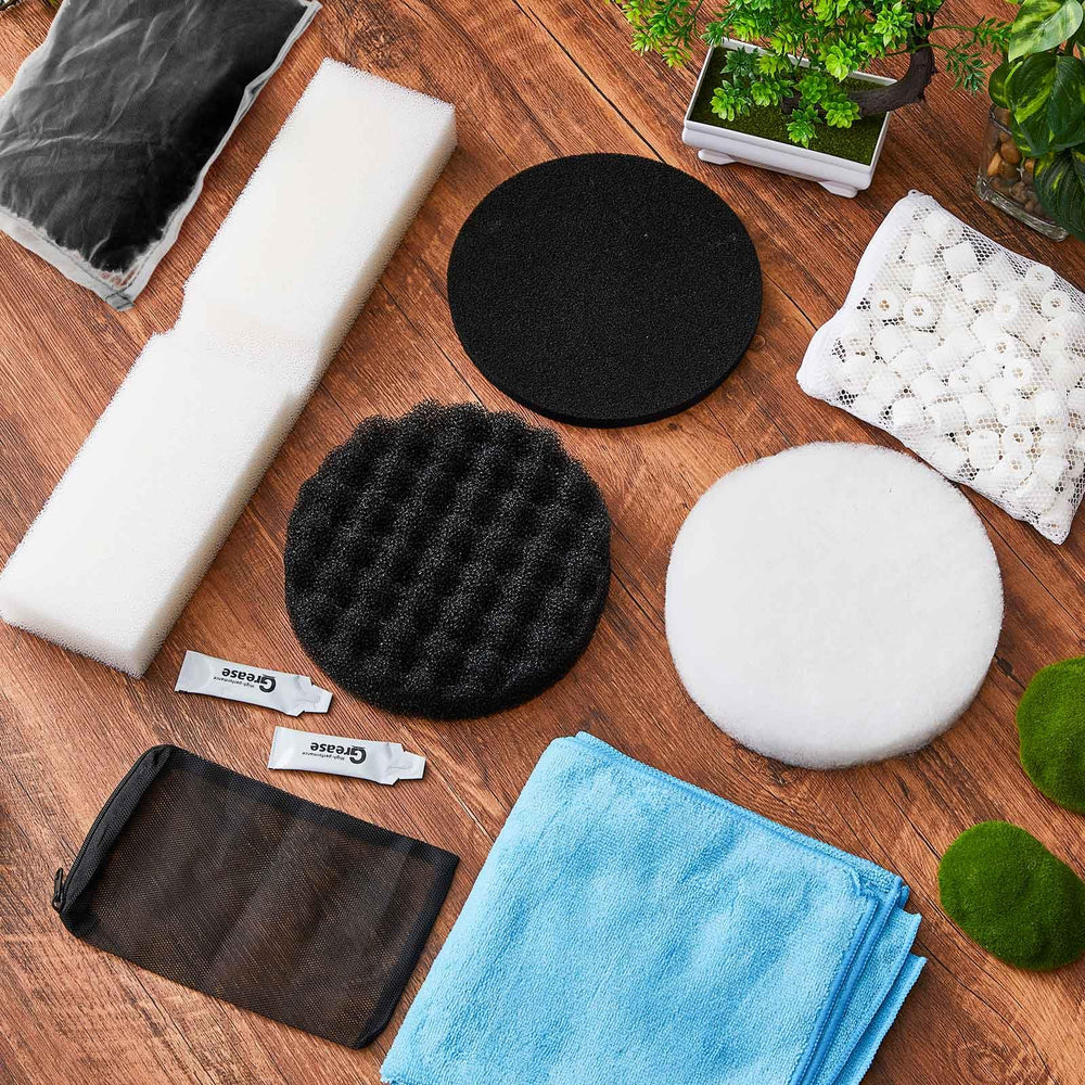 Threlaco filter media bags and cleaning cloths set for tidy maintenance