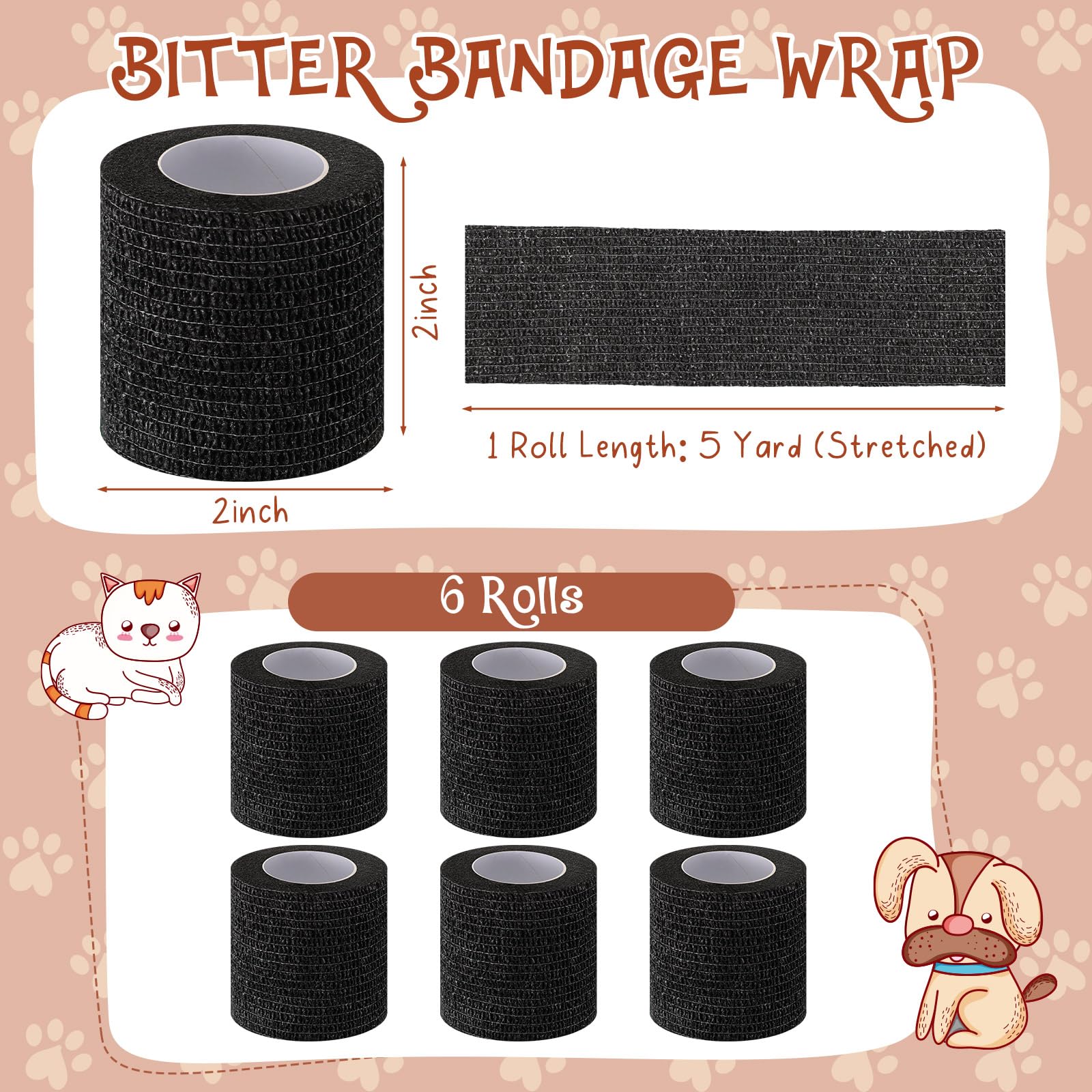 Threlaco self-adhesive black bandage roll shows quick, secure application.