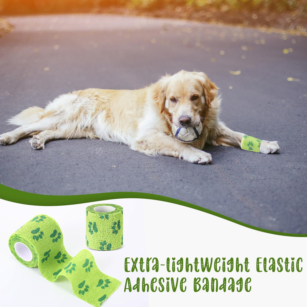 Threlaco six-pack no-chew bandages in green, ready for pet care.
