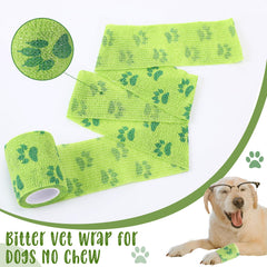 Threlaco no-chew wound wrap shown as waterproof and lightweight for home care.
