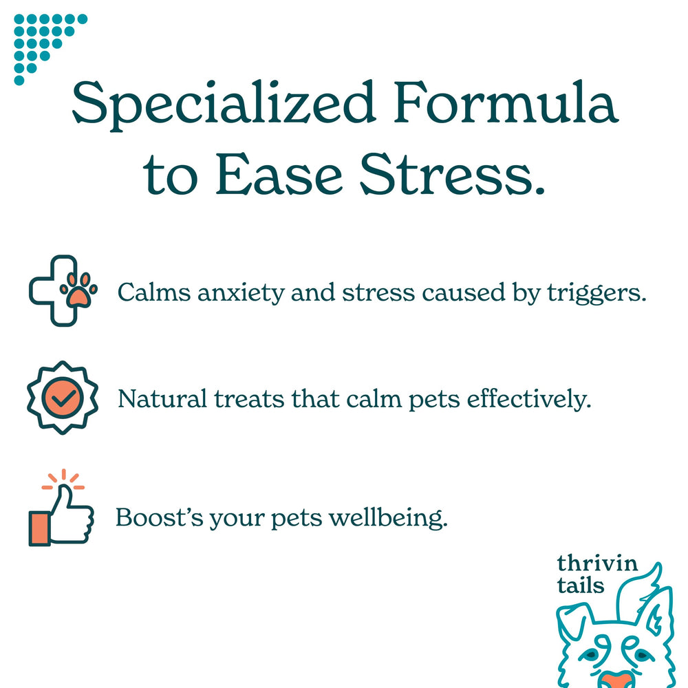 Thrivin Tails Bacon-Flavored Calming Chews pouch for quick anxiety relief on the go