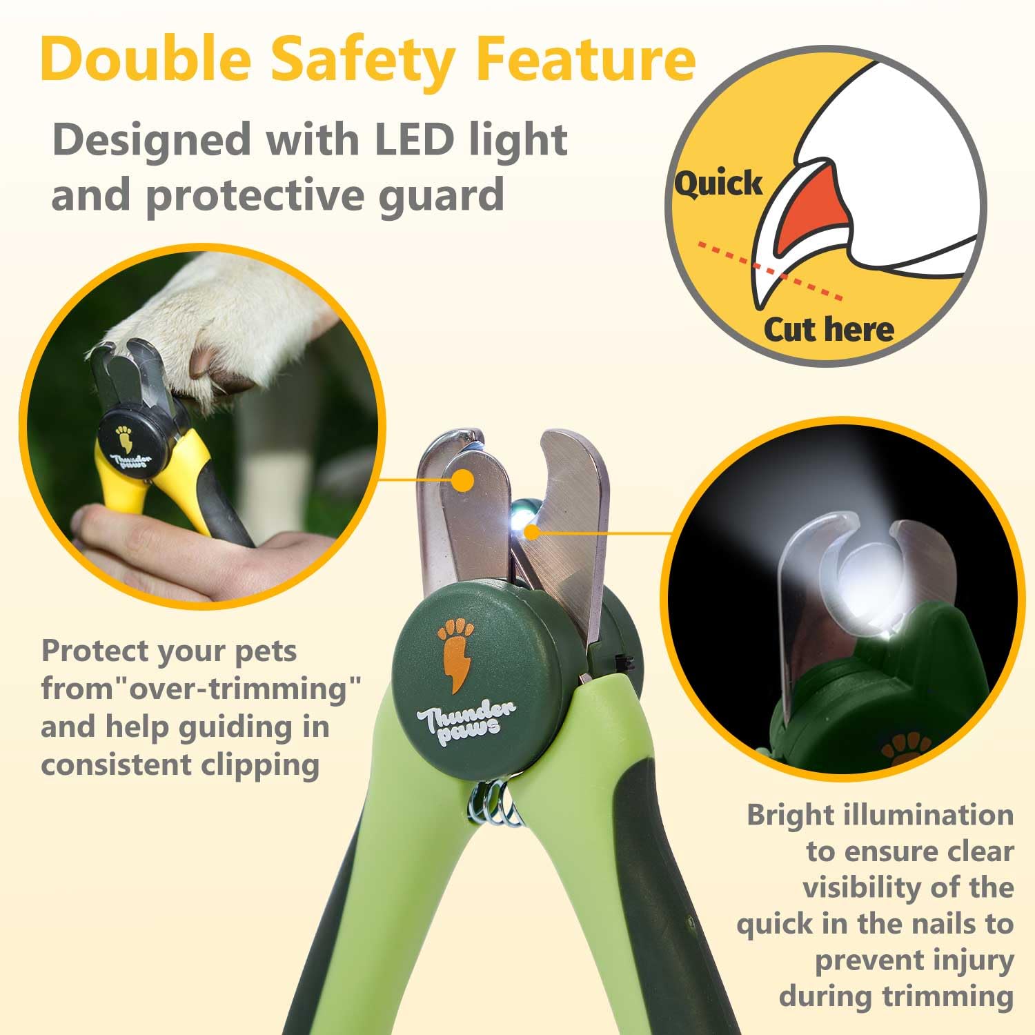 Thunderpaws professional-grade stainless steel blades offer precise cuts