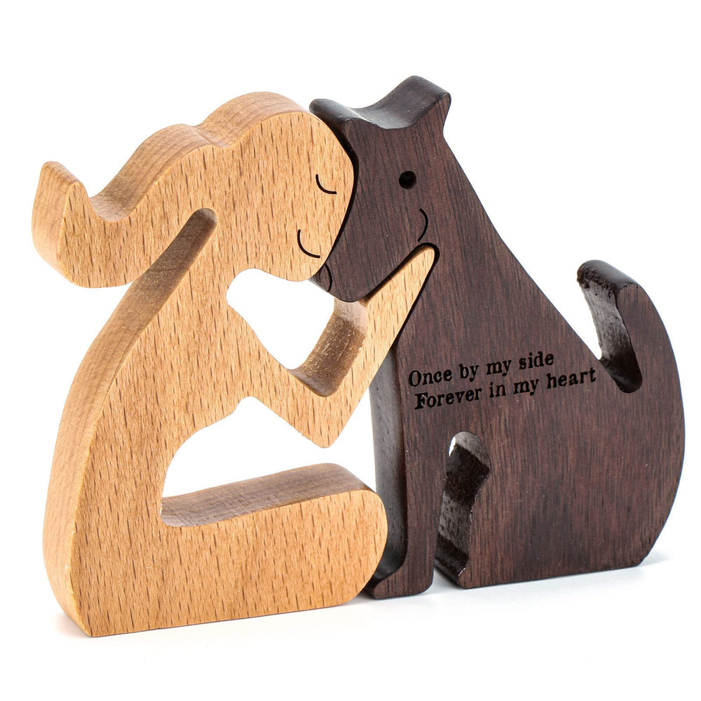 THYGIFTREE handmade wood dog friend sculpture highlighting craftsmanship for comforting memories.