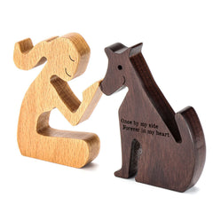 THYGIFTREE separated dog-human sculpture allows customizable display for tribute moments.