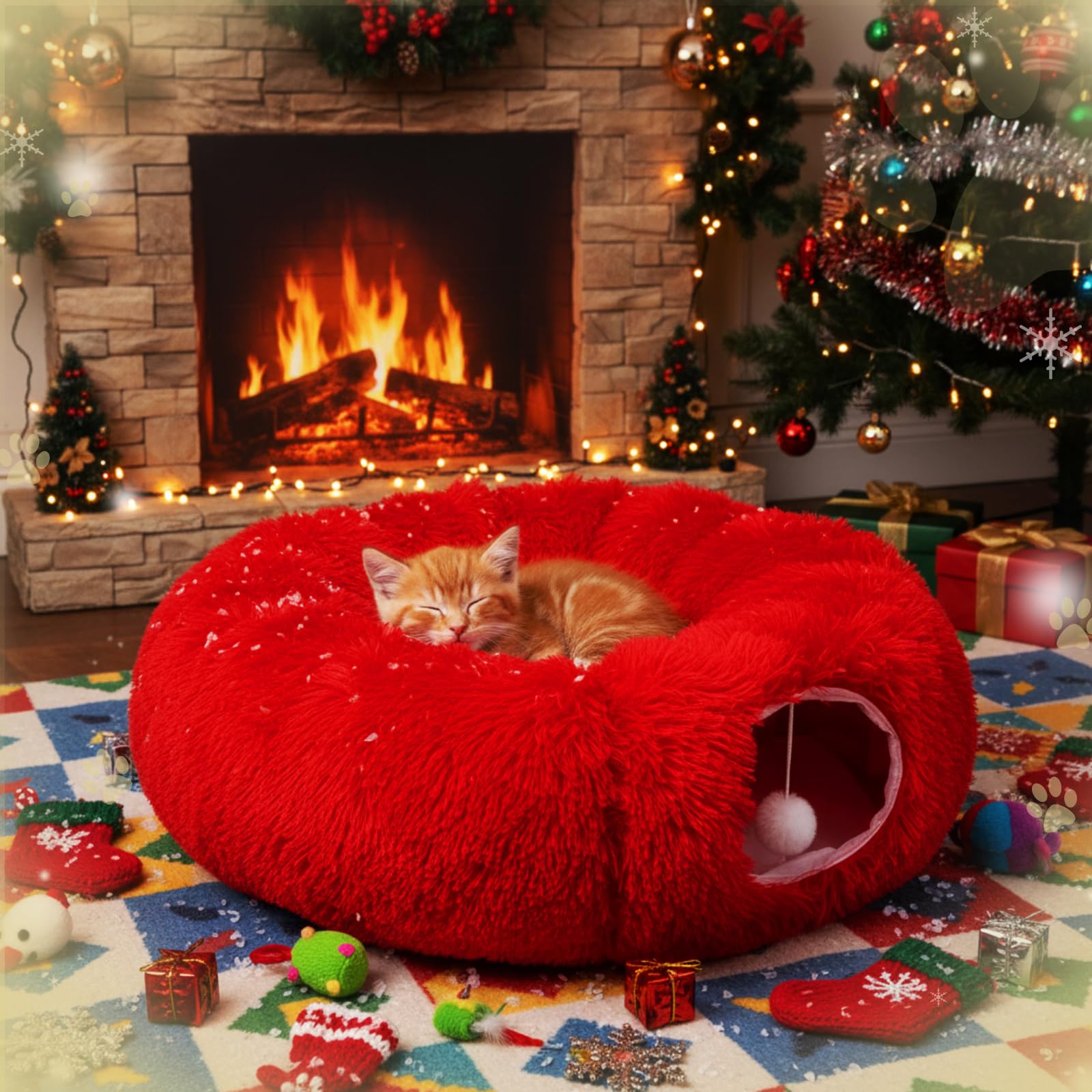 Thyle Cat Tunnel Bed durable fabric with plush interior supports long-lasting comfort.