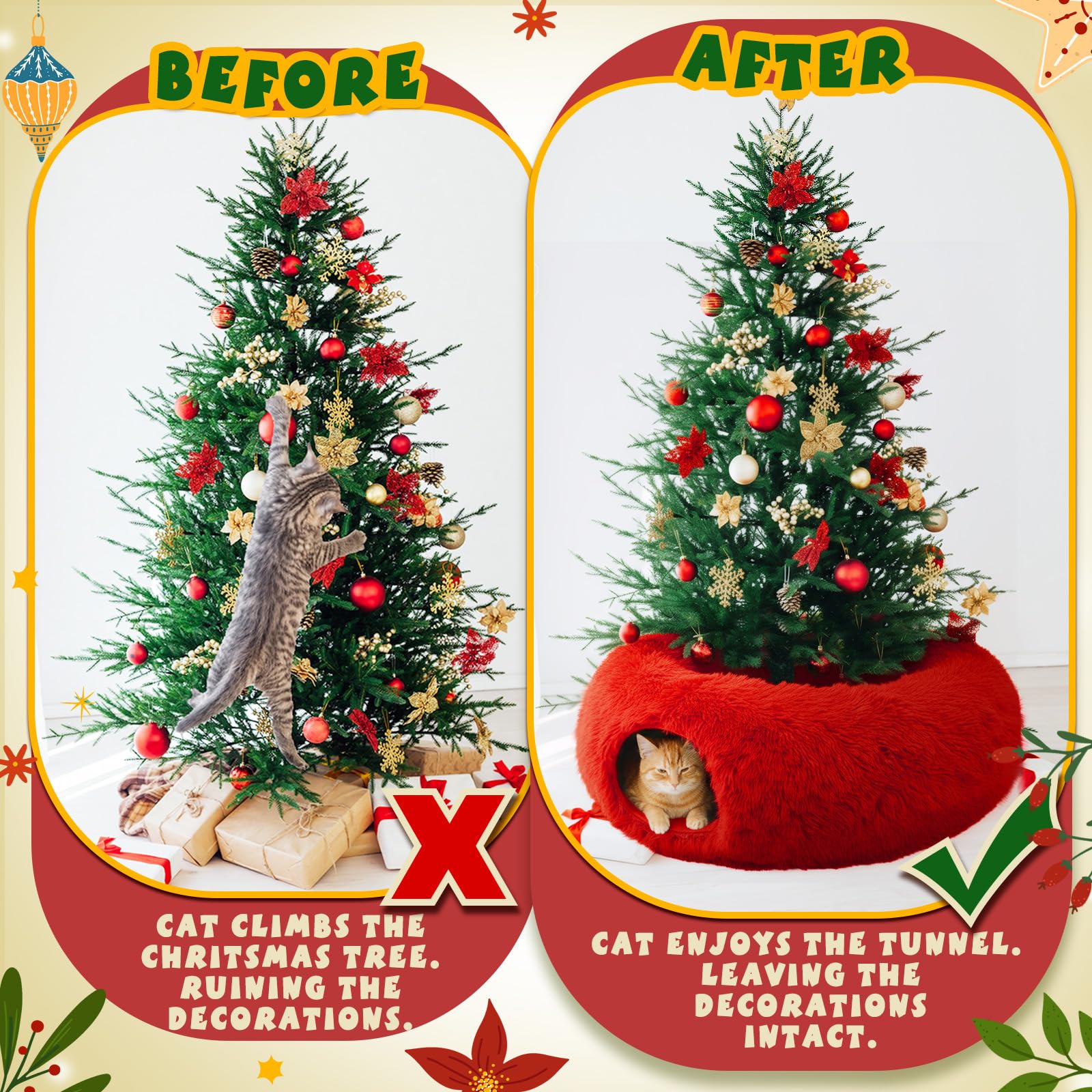 Thyle Christmas Cat Tunnel Ball adds playful, exploratory appeal for small pets.