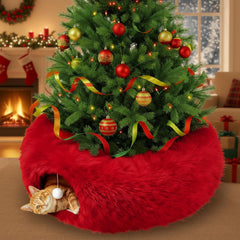 Thyle Christmas Cat Tunnel Bed under tree offers a festive play space for cats.