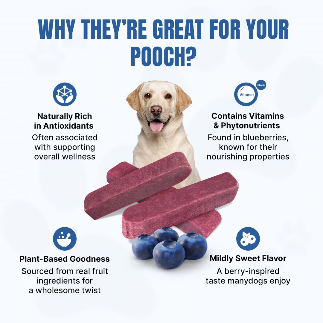 Tibetan Dog Chew yak cheese stick blueberry ingredients emphasize simple, grain-free formula.