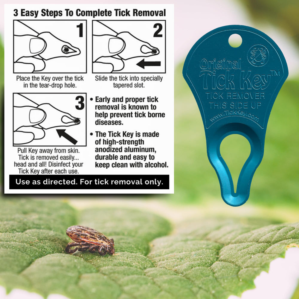 The Tick Key Original Pack Multi-Color shown as a compact tool for on-the-go deticking.