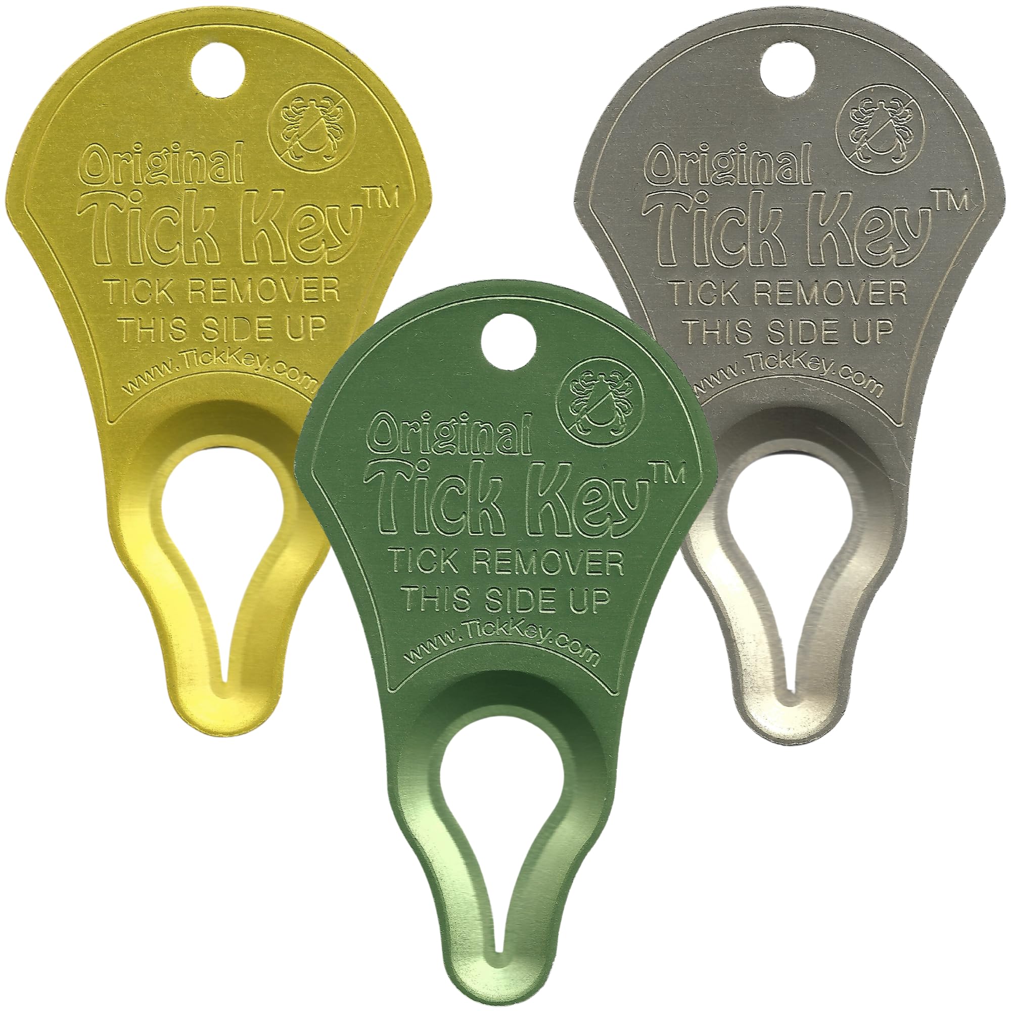 The Tick Key Original Pack Multi-Color used to detick a pet during outdoor play.