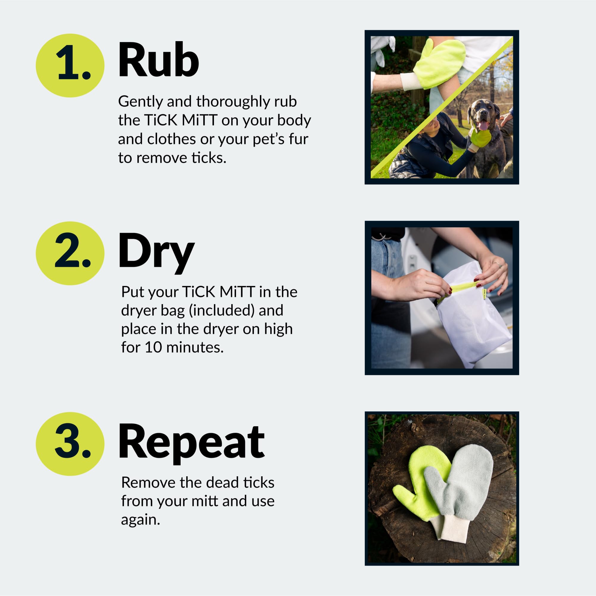 TiCK MiTT blue ergonomic grip image emphasizes smooth, painless tick removal.