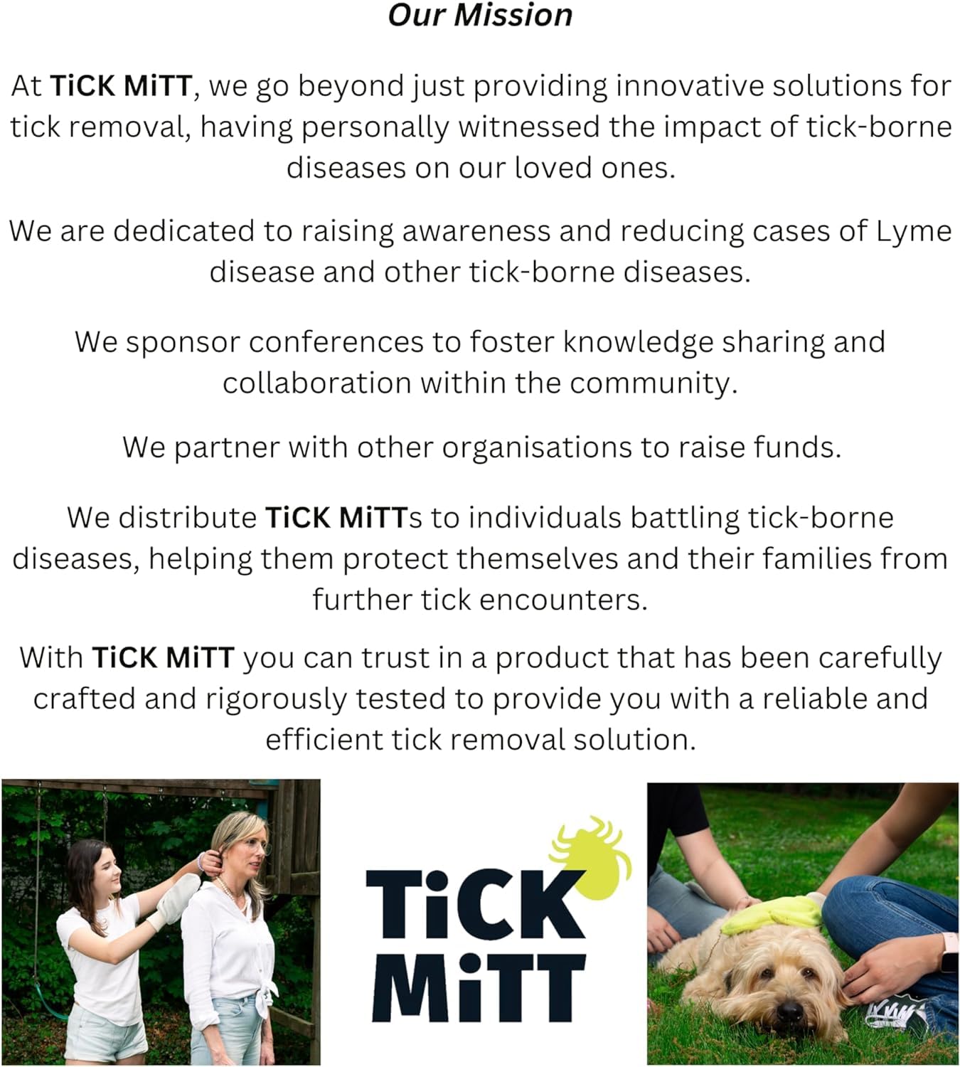 TiCK MiTT blue pet care moment displays quiet, stress-free tick removal for pets.