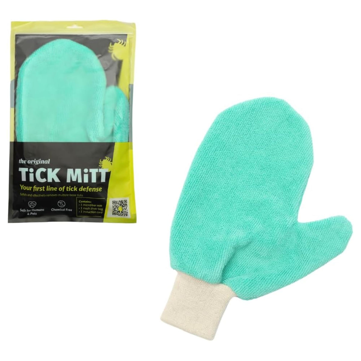 TiCK MiTT blue protective glove packaging highlights portable tick removal kit for outdoors.