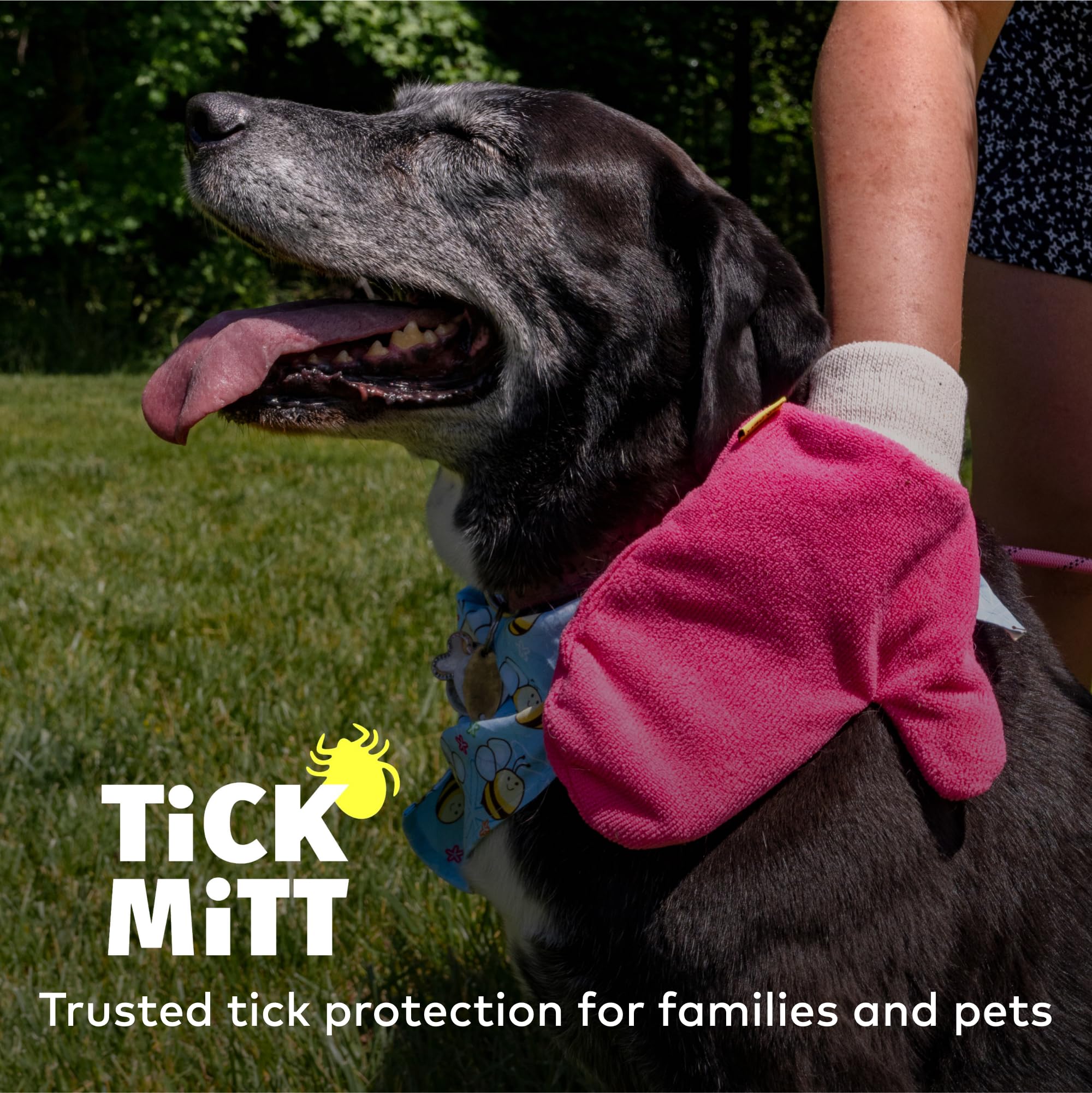 TiCK MiTT pink glove on hand, safe for all ages and pets.