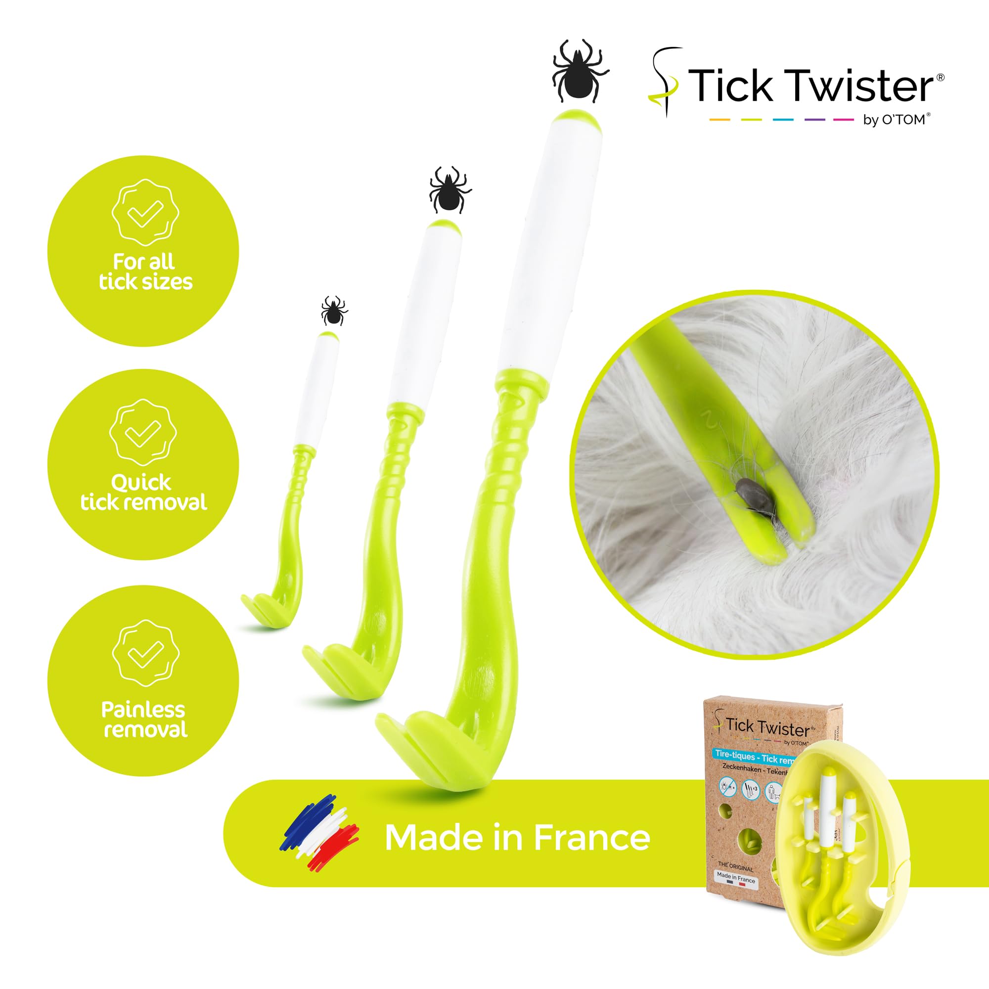 Tick Twister three-sizes-tick-sticks showing varied removal options.