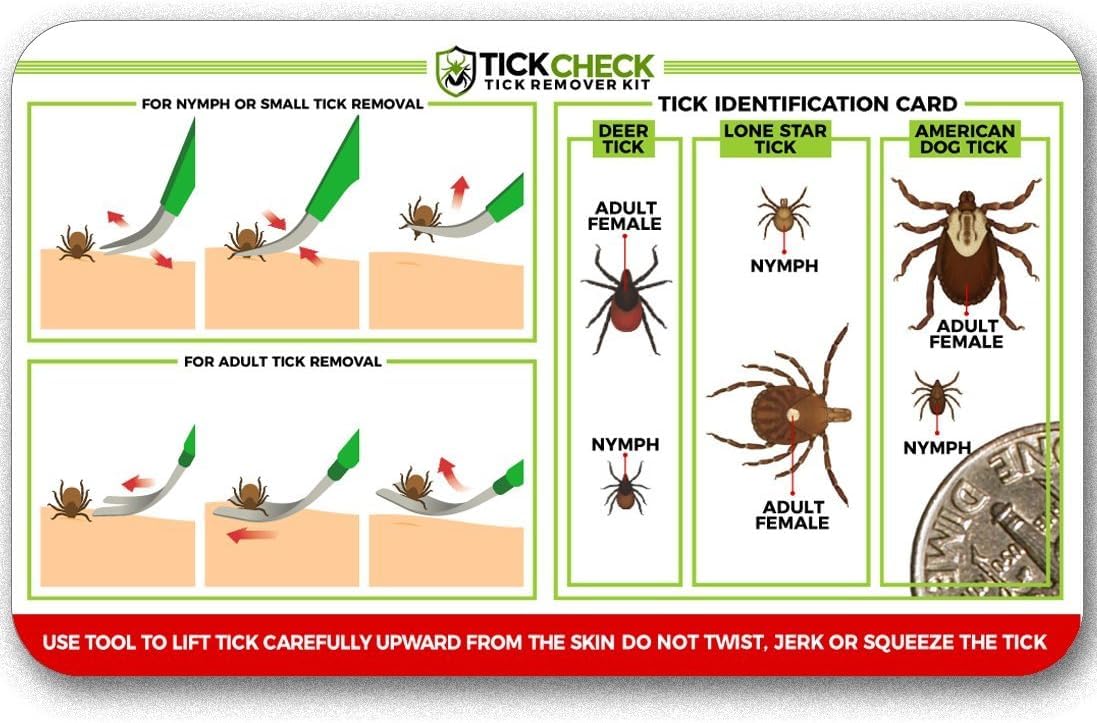 TickCheck Premium Tick Remover Kit leatherette pouch helps organized first aid
