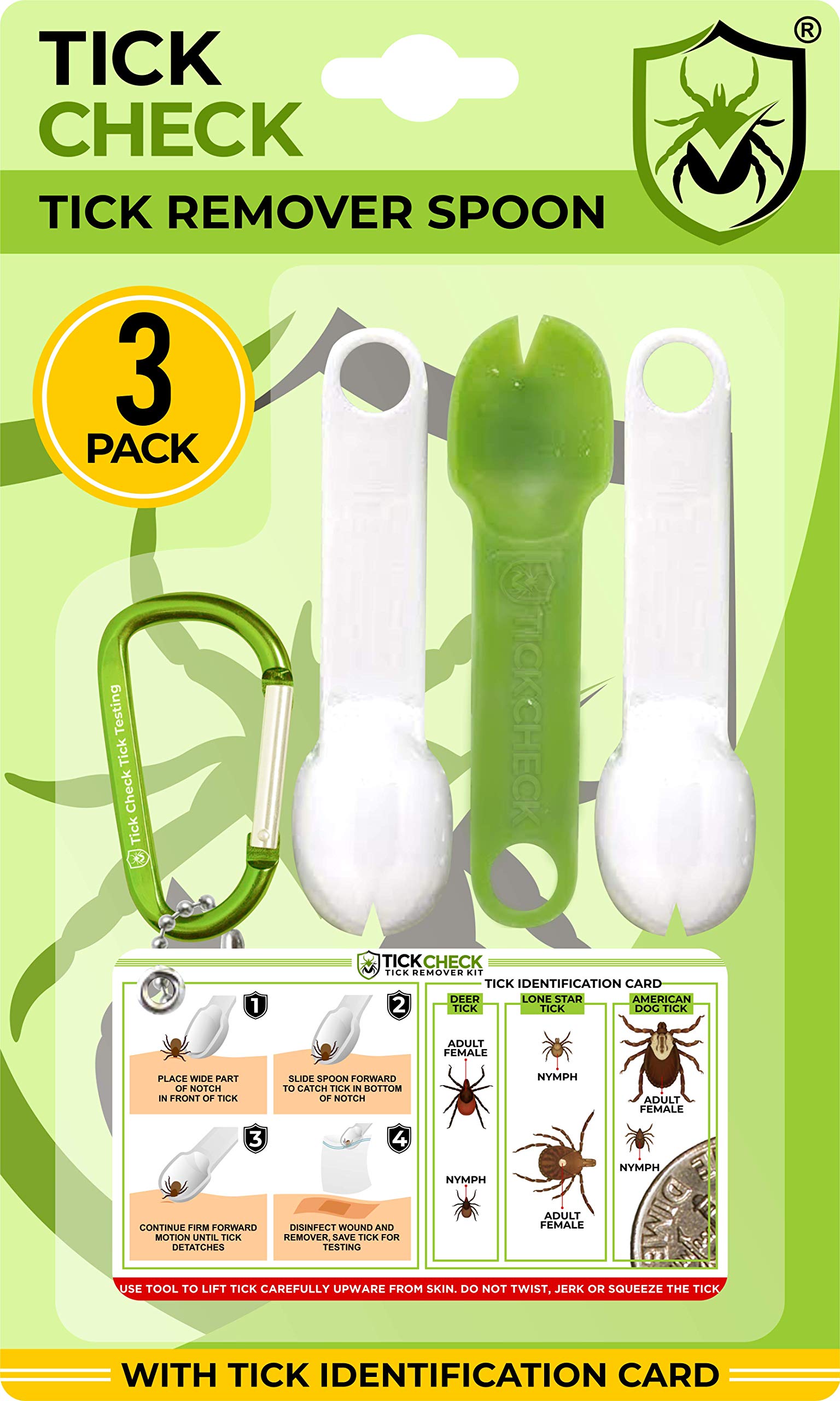 TickCheck tick remover spoon 3-pack held in hand for easy embedded tick removal.