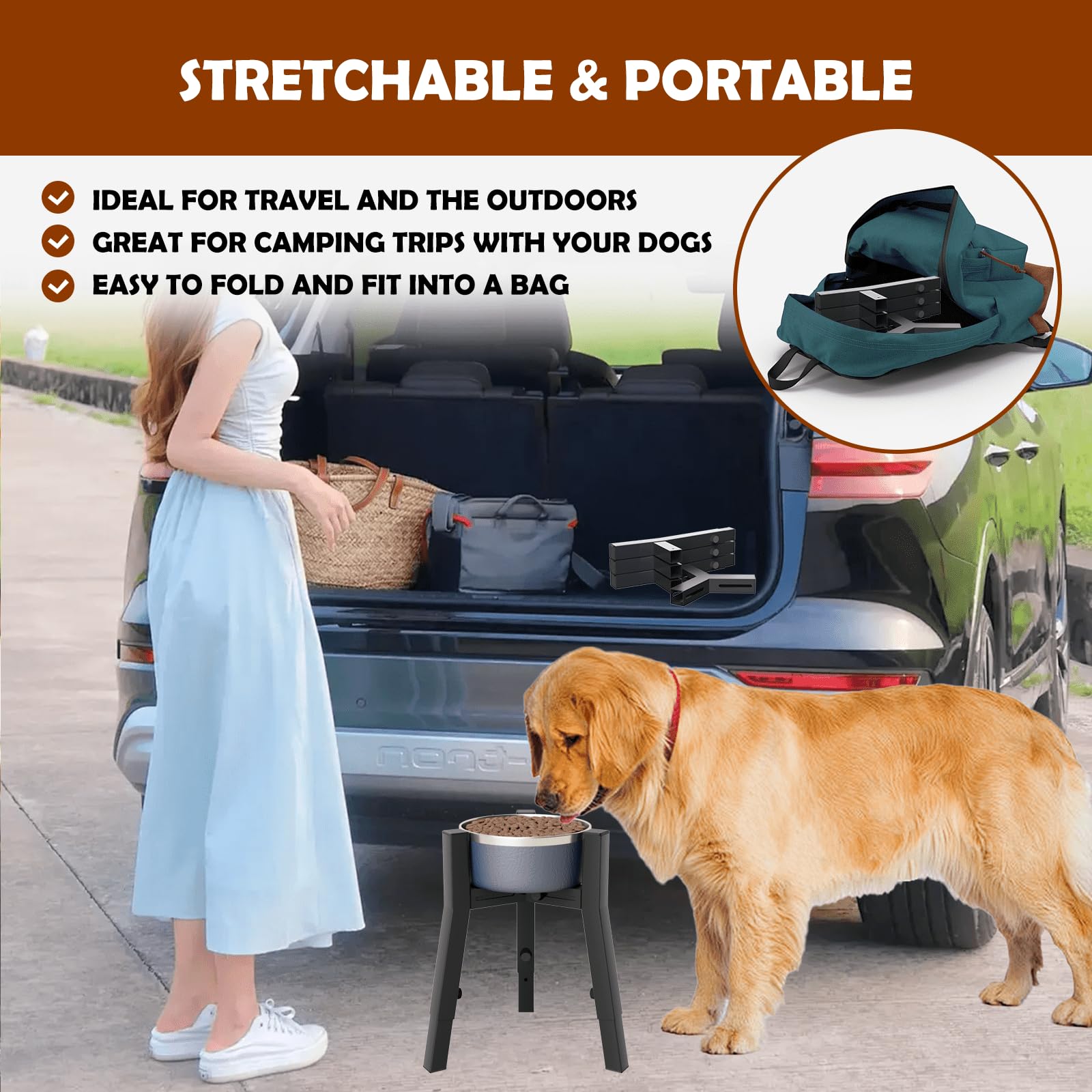 TIDANT dog bowl stand tool-free assembly for quick setup at home or on trips
