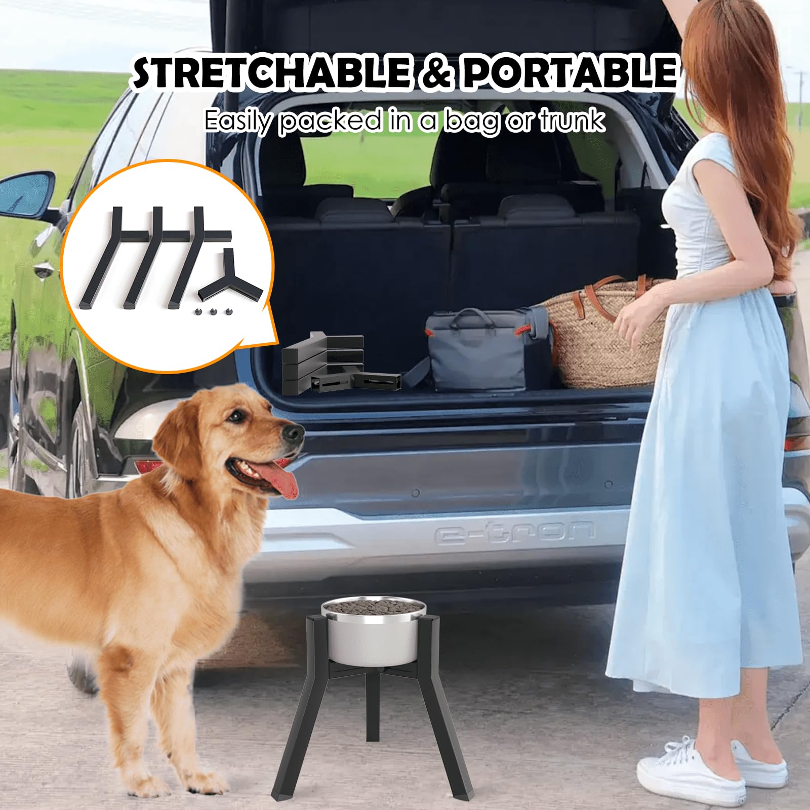 TIDANT height and width adjustability accommodates medium to large dogs.
