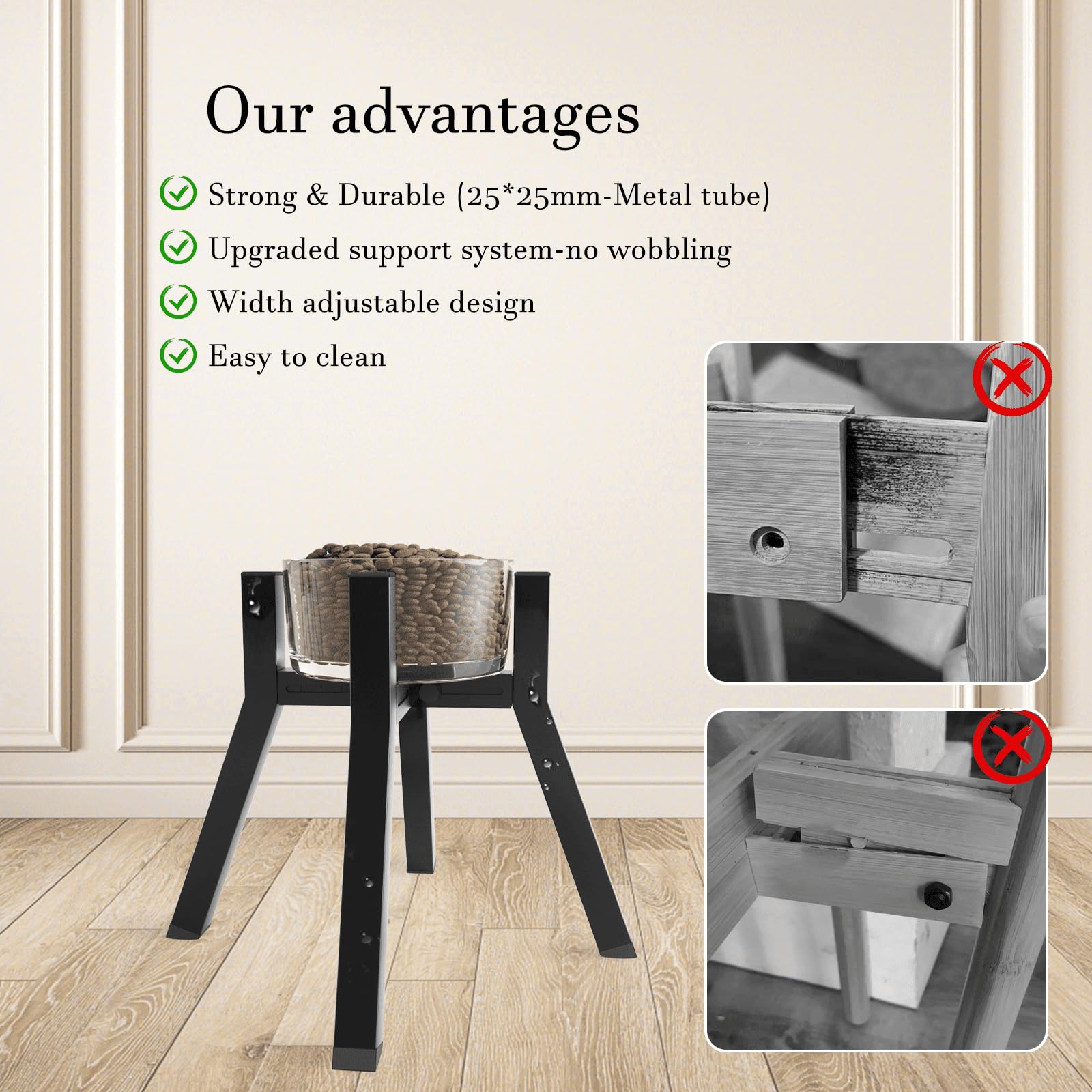 TIDANT dog bowl stand easy to assemble without tools for quick setup.