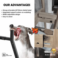 TIDANT foldable dog bowl stand demonstrates travel-friendly setup for outdoor use.
