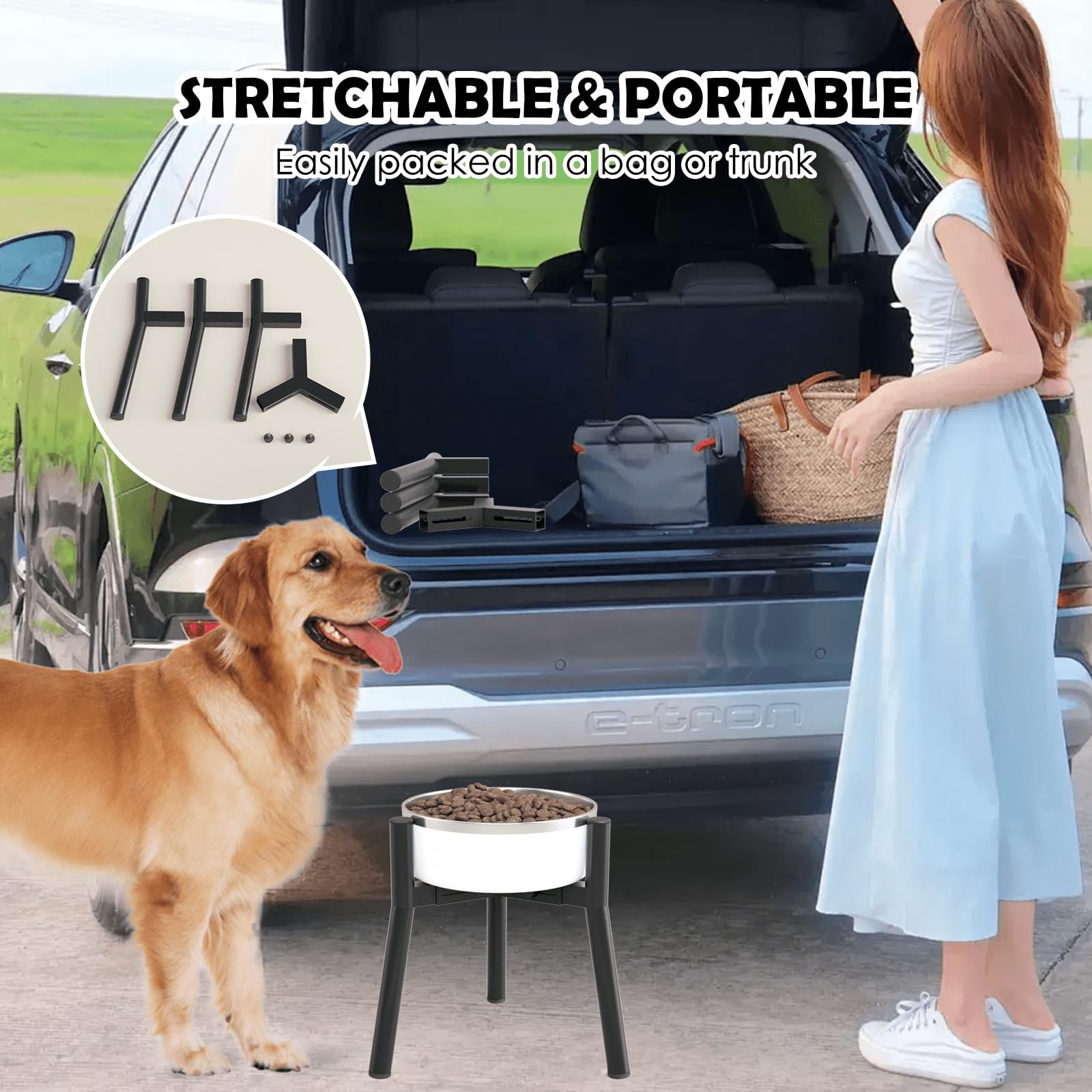 TIDANT dog bowl stand stable-base design resists tipping during feeding