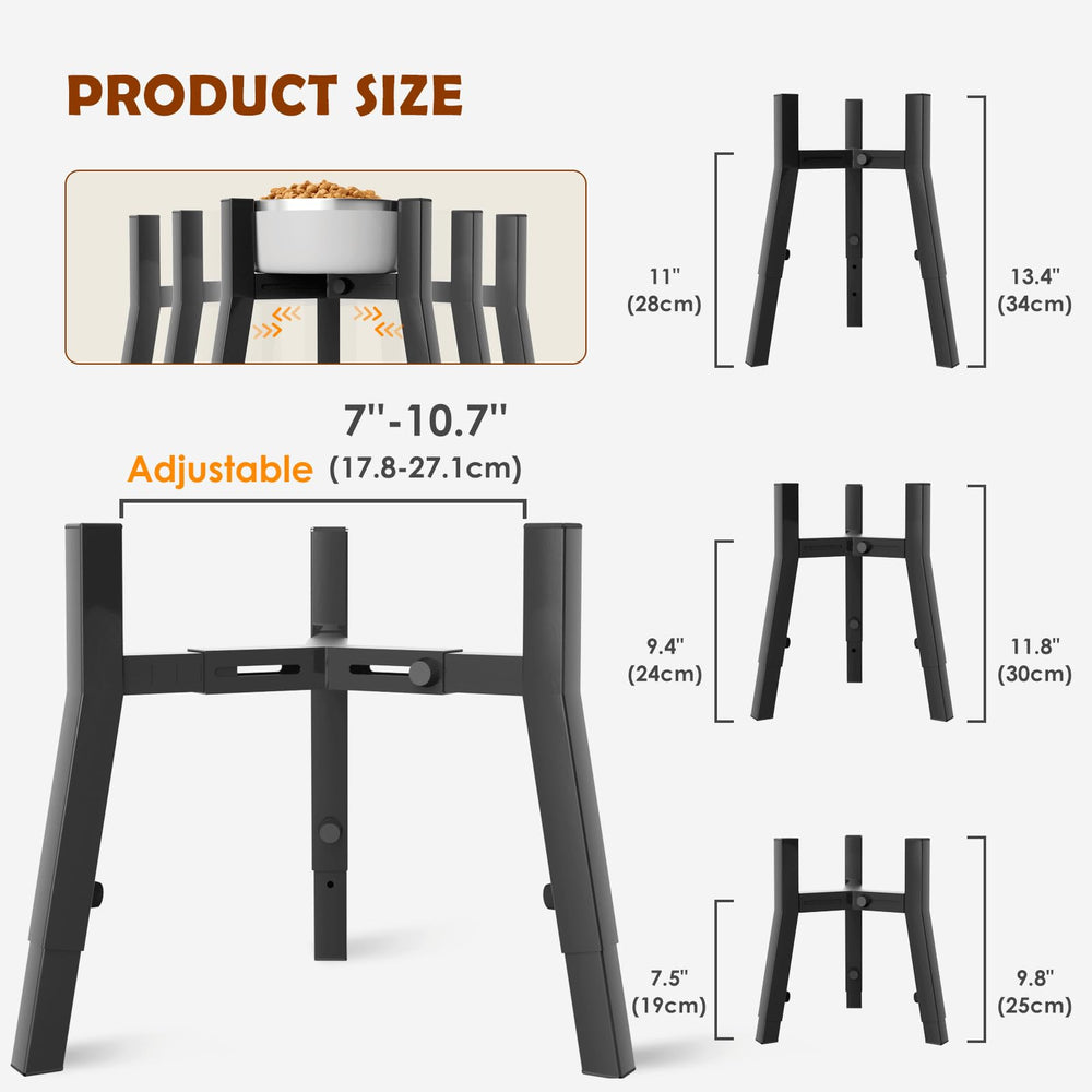 TIDANT dog bowl stand width adjustment provides secure fit for various bowls