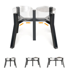 TIDANT elevated dog bowl stand shows adjustable width for diverse bowls, easier setup.