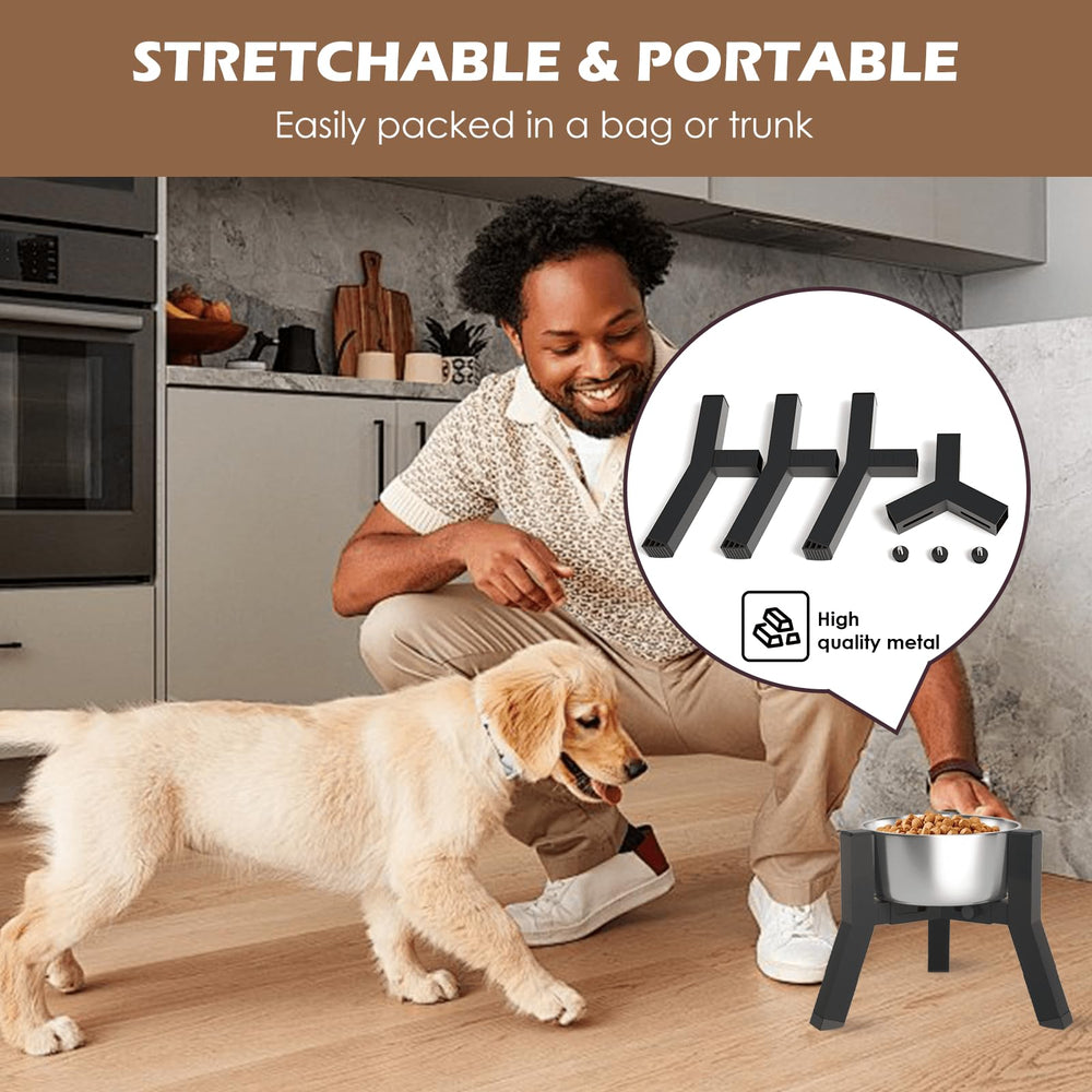 TIDANT adjustable-width stand shows secure bowl fit for tidy mealtime.