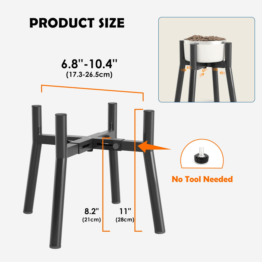 TIDANT elevated dog bowl stand collapsed view highlights travel-friendly, space-saving design.